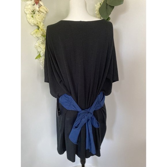 Mossimo Size 28W/30W Polyester Pullover Tunic Short Sleeve Black Blue Sash NWT - Picture 11 of 16